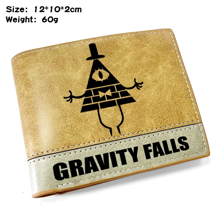 Gravity Falls Inspired Embossed PU Leather Bi-Fold Wallet – Short Cartoon Card Holder with Bill Cipher Print & Coin Pocket, Unisex Compact Billfold for Fans & Students